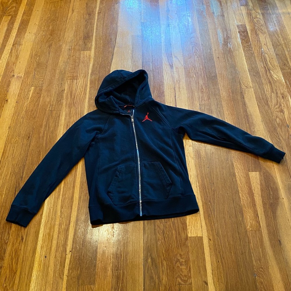 Jordan Black Logo Zip Up Hoodie Size Youth XL